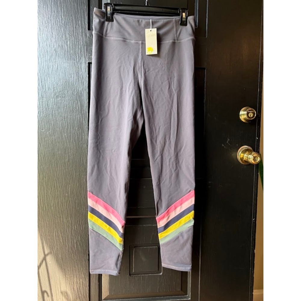 Boden Women Jessica Active Leggings Grey Rainbow Stripe Active  Size US 10 New - Picture 2 of 13